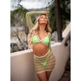 thumbnail image 4 of Leg Avenue 2-Piece Zig Zag Net Gauntlet Sleeve Crop Top and Mini Skirt Matching Bodycon Festival Outfit Set For Women, 4 of 5