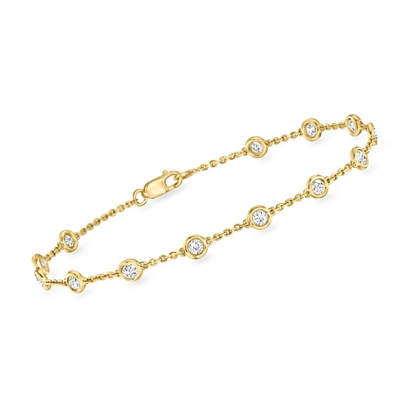 Ross-Simons 1.00 ct. t.w. Bezel-Set Diamond Station Bracelet in 14kt Yellow Gold, Women's, Adult