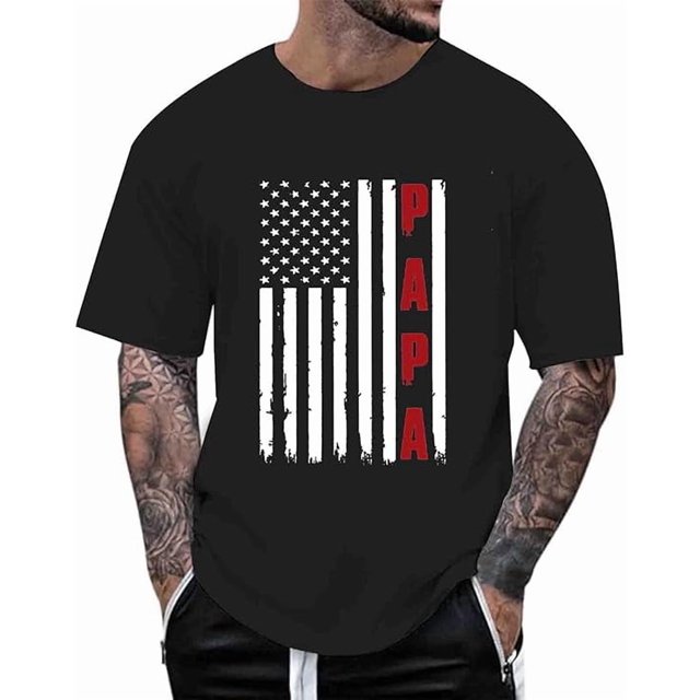 Camiseta para abuelos: "Papá" con gráfico desgastado de la bandera estadounidense para un ambiente patriótico y cariñoso