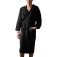 thumbnail image 1 of Mens Linen Cotton Robe Shawl Long Sleeve Kimono Spa Bath Robe Soft Bathrobe Pajamas Sleepwear, 1 of 3