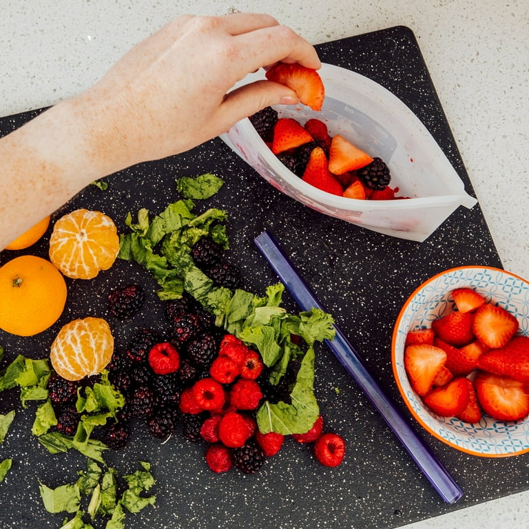 WeeSprout Silicone Reusable Food Storage Bags - Leakproof & Airtight Freezer Bags (Two 16 Cup Bags), Freezer & Microwave Frie