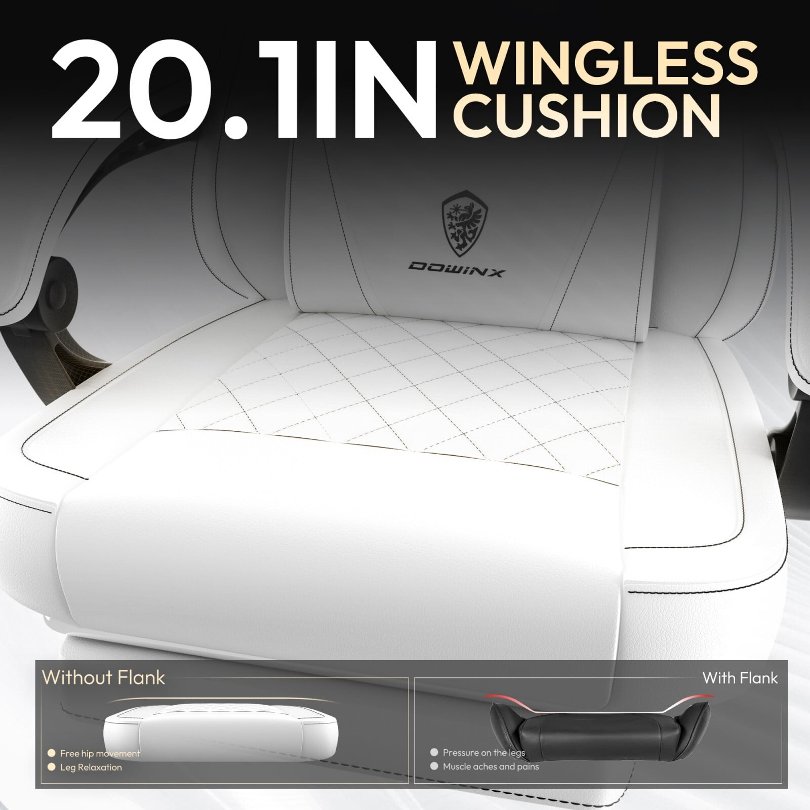 Easy4Home Gaming Chair with Sofa Spring Cushion, Ergonomic Office Chair with Massage Lumbar Support and Retractable Footrest, High Back Computer Game Chair for Adults, White