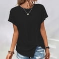 thumbnail image 2 of OSOLU Women Casual Loose Solid Color Crew Neck Mesh Knitted Jacquard Bat T-Shirt Short Sleeve Tee Tops Classic Women Tops Dressy Casual, 2 of 7