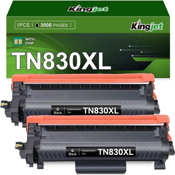 TN830XL Toner Cartridge Compatible for Brother TN830XL TN830 Toner for HL-L2420DW MFC-L2760DW HL-L2465DW Printer (2 Black)