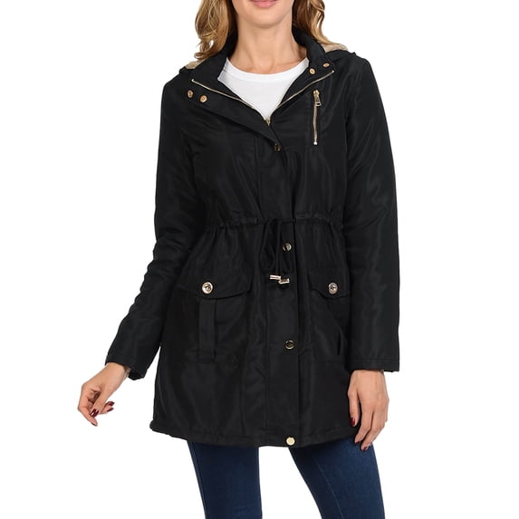 Ma Croix Womens Lightweight Parka Fur Lined Coat Hooded Anorak Jacket
