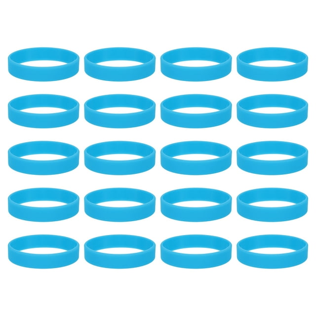 Uxcell 20Pcs Silicone Rubber Bands Non-slip Elastic Rubber Wrapping Bands Light Blue