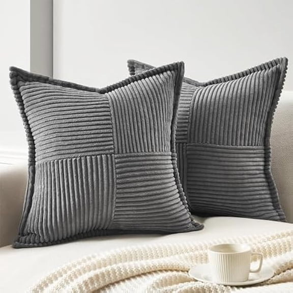 Eryueer Dark Grey Cushion Covers 45cm x 45cm Modern Fluffy Pillow Case 18x18 inches Bed Throw Scatter Cushions Plain Home Accessories for Autumn and Winter