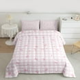 thumbnail image 2 of jejeloiu Cute Bowtie Ribbon Bedding Comforter Set,Cartoon Bow Knot Twin Comforter Sets,Pink White Plaid Bedding Set For Girls,Super Cozy Room Decor Reversible,2-Piece, 2 of 8