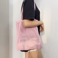 thumbnail image 4 of Women Hollow Knitted Shoulder Bag Simple Crochet Shopper Handbag (Pink) Shoulder Bags for Women, 4 of 6