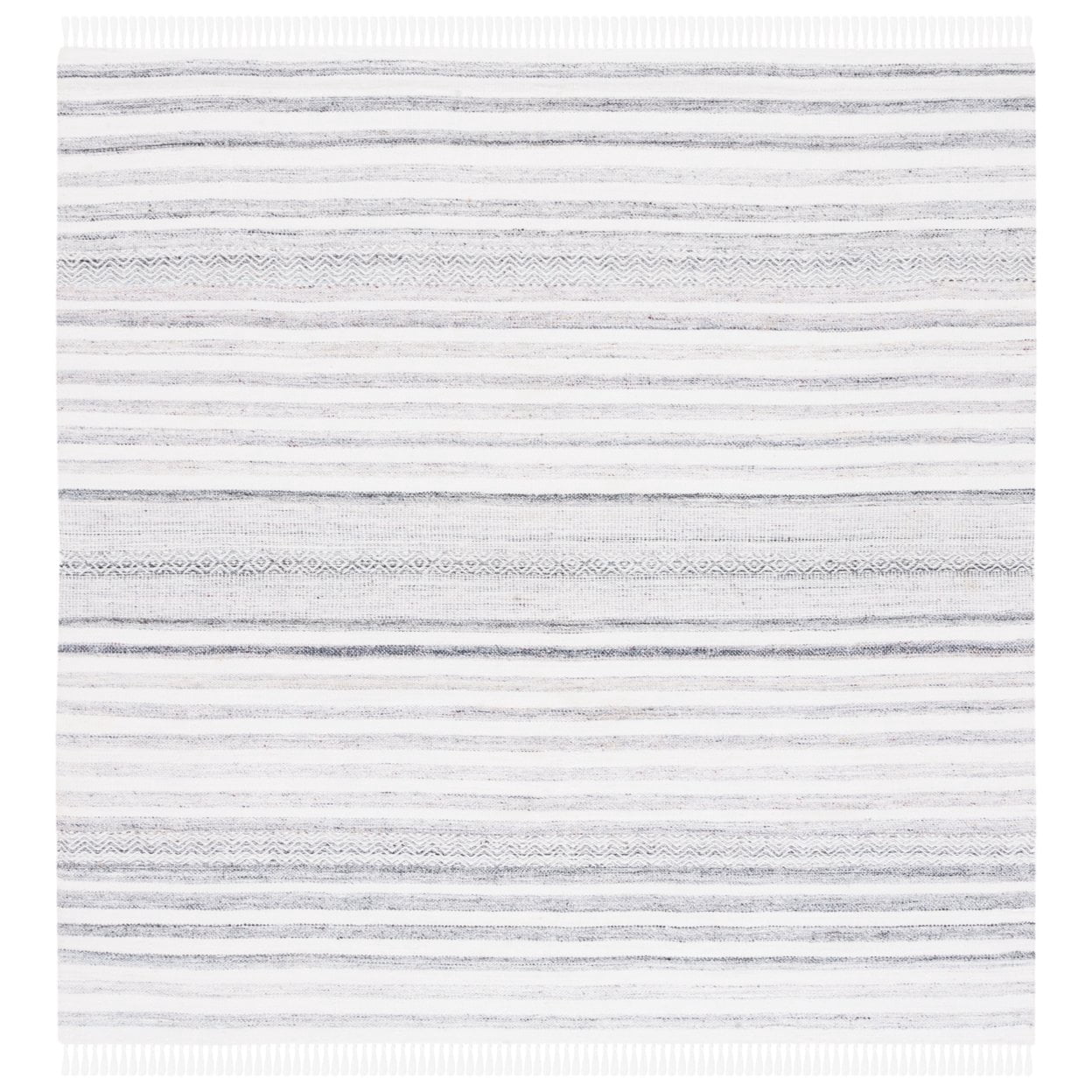 SAFAVIEH Kilim Mckayla Striped Polyester Area Rug, Ivory/Light Grey, 5' x 8'