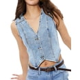 thumbnail image 2 of Women'S Denim Vest Sleeveless V Neck Jean Vest Top Button Down Crop Waistcoat Vest Blue S, 2 of 9