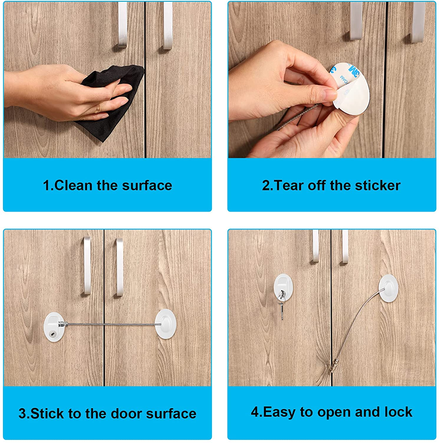 Amerteer Baby Safety Lock for Refrigerator, Window Stopper with Keys - image 5 of 7