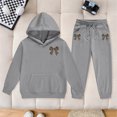 thumbnail image 7 of enyan Graphic Girls Hoodie Cute Bow Casual Sweatshirt Kids Teens Pullover Tops（Grey,4-5 Years）, 7 of 7