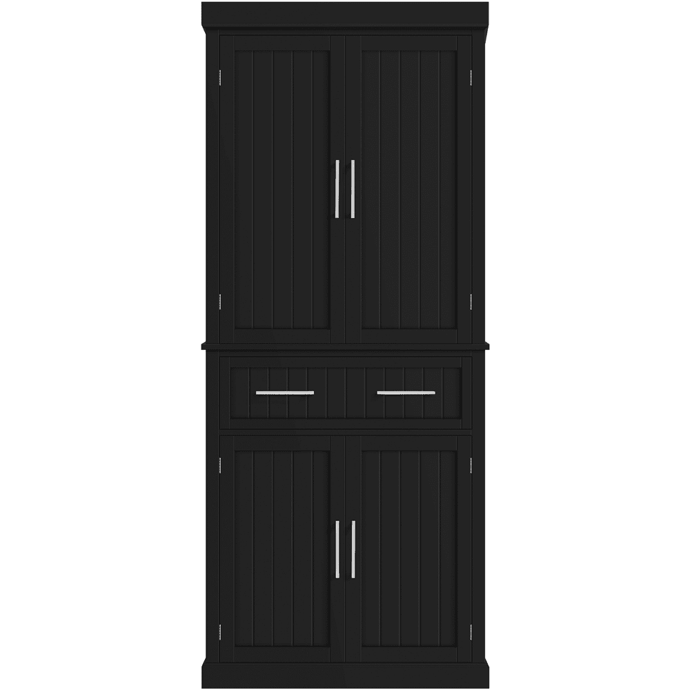 Renwick Freestanding 72.5'' Pantry Cabinet with Doors and Adjustable Shelves, Black