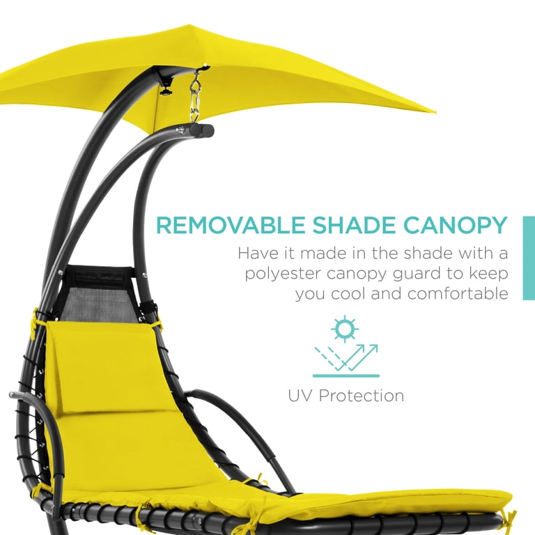 Best Choice Products Hanging Curved Chaise Lounge Swing, Yellow photo 3