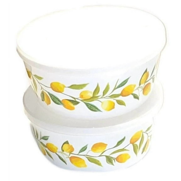 Lemon Printed Storage Bowls With Lids - 2 Count Pack