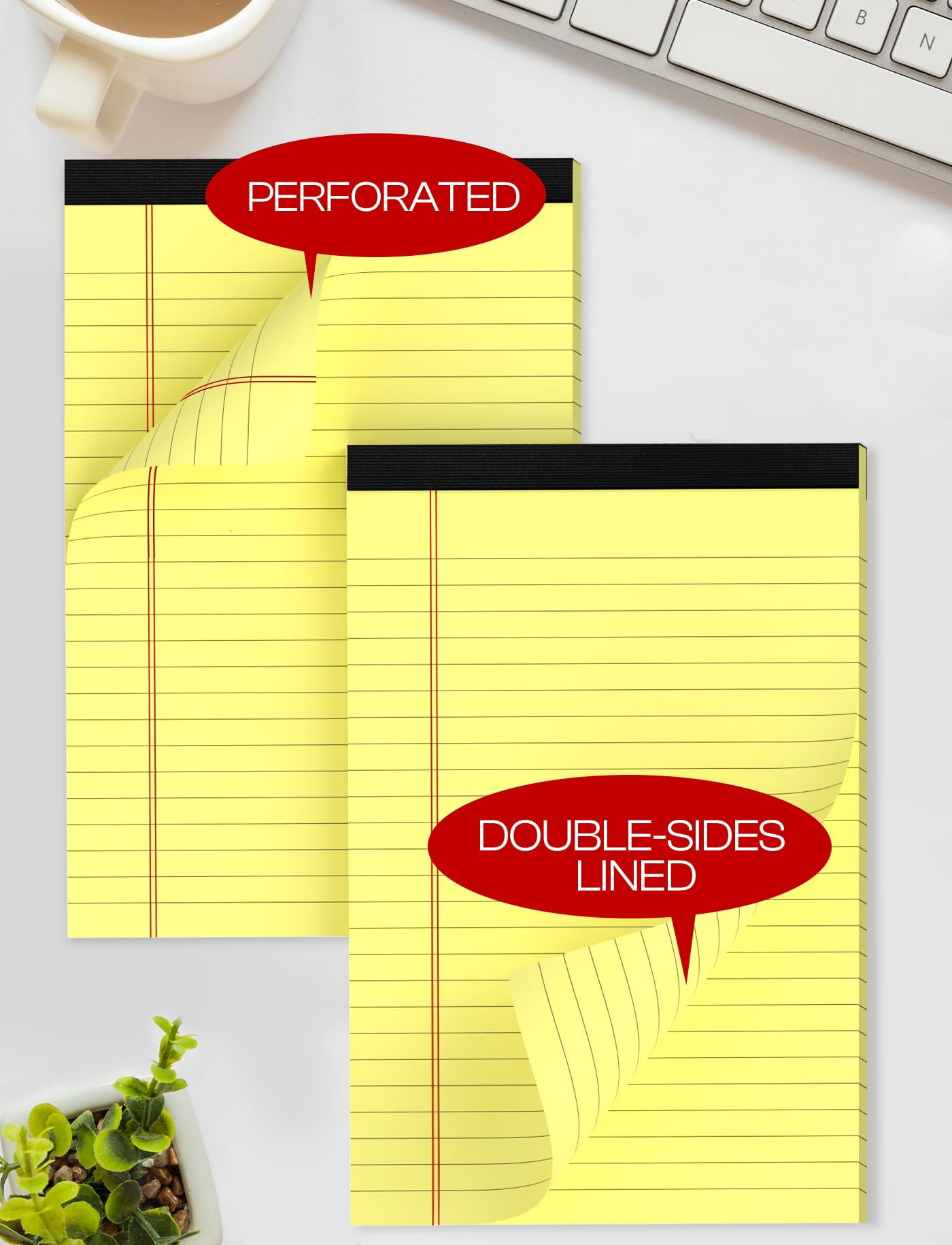 24 Pack Small Legal Pads 5x8 Yellow Note College Ruled Notepad Writing Of Paper Lined 80 Gsm Tablets 5x8" Notepads With 30 Sheets Per Pad