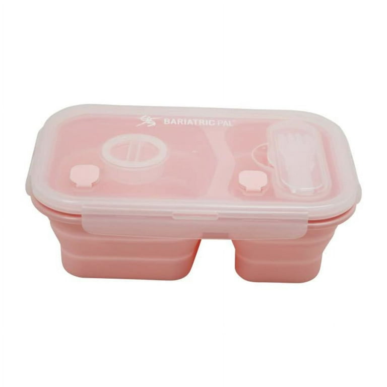 Portion Control Bento Lunch Box, Storage Container & Plate by BariatricPal  - Collapsible, Leak-Proof & Available in 2 Colors! Color: Pink 
