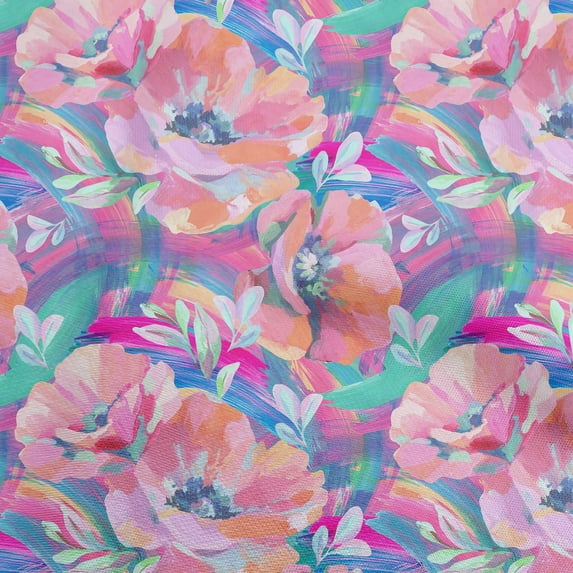 oneOone Polyester Spandex Light Peach Fabric Floral & Diy Clothing Quilting Fabric Print Fabric By Yard 56 Inch Wide