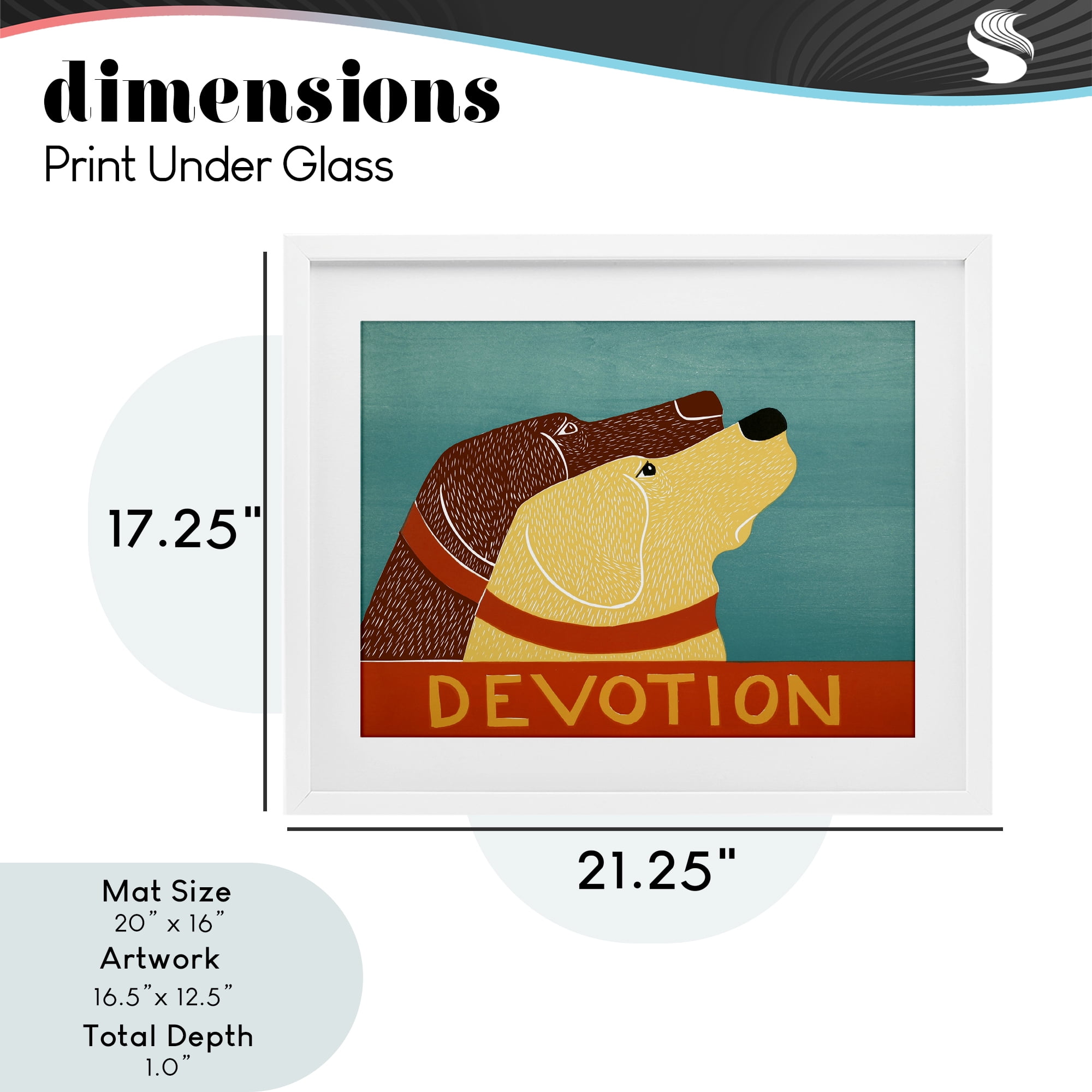 Devotion Dog Duo White Framed Print Under Glass, design by Stephen Huneck