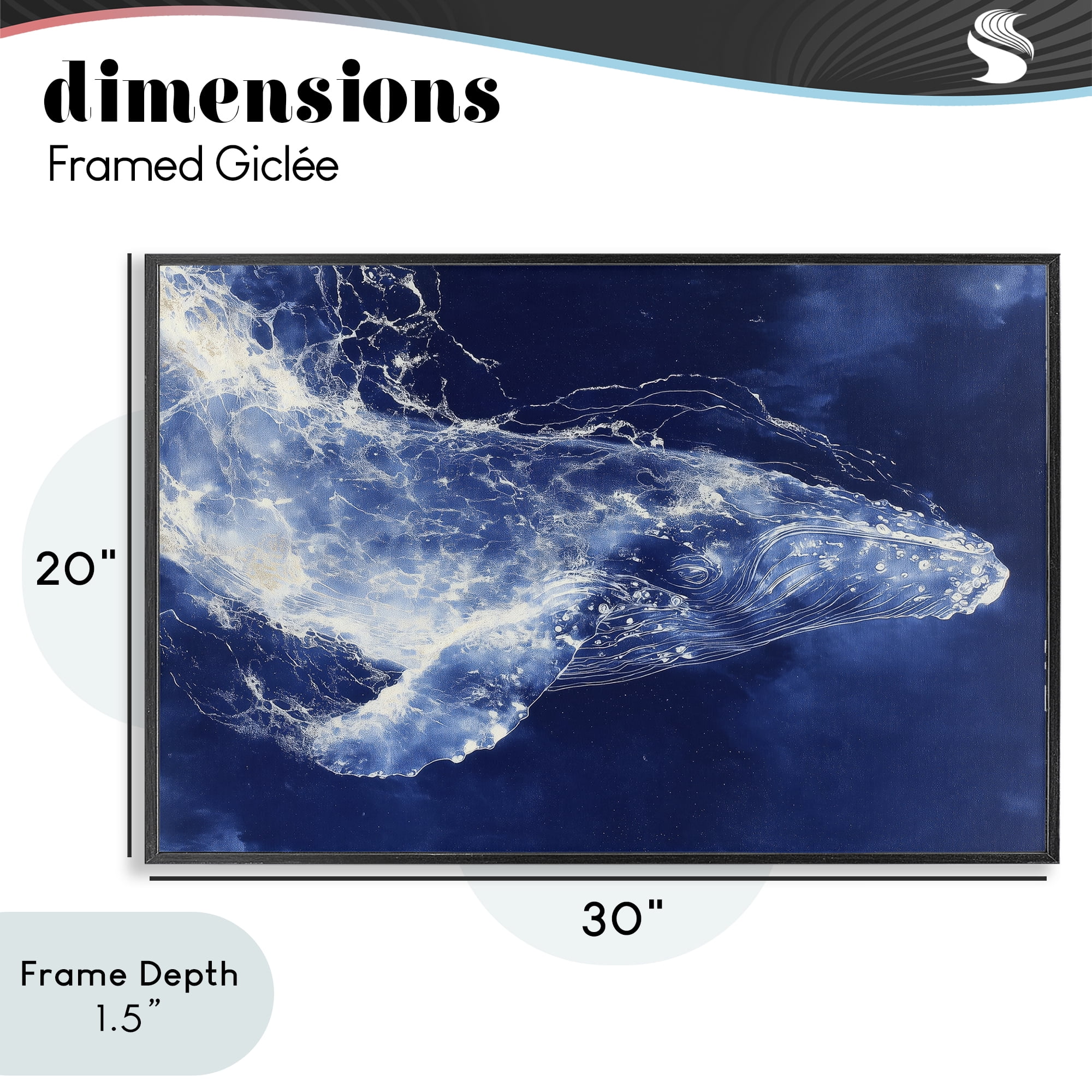 Stupell Industries Whale in Motion Black Framed Giclee Art, design by Chromatic Storm Studio