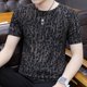 thumbnail image 5 of Camisetas de cuello redondo con gráficos superiores para hombre, camisetas de jaspeado para hombre, ropa vintage hueca de seda helada ajustada y estilo rock para verano, 5 of 5