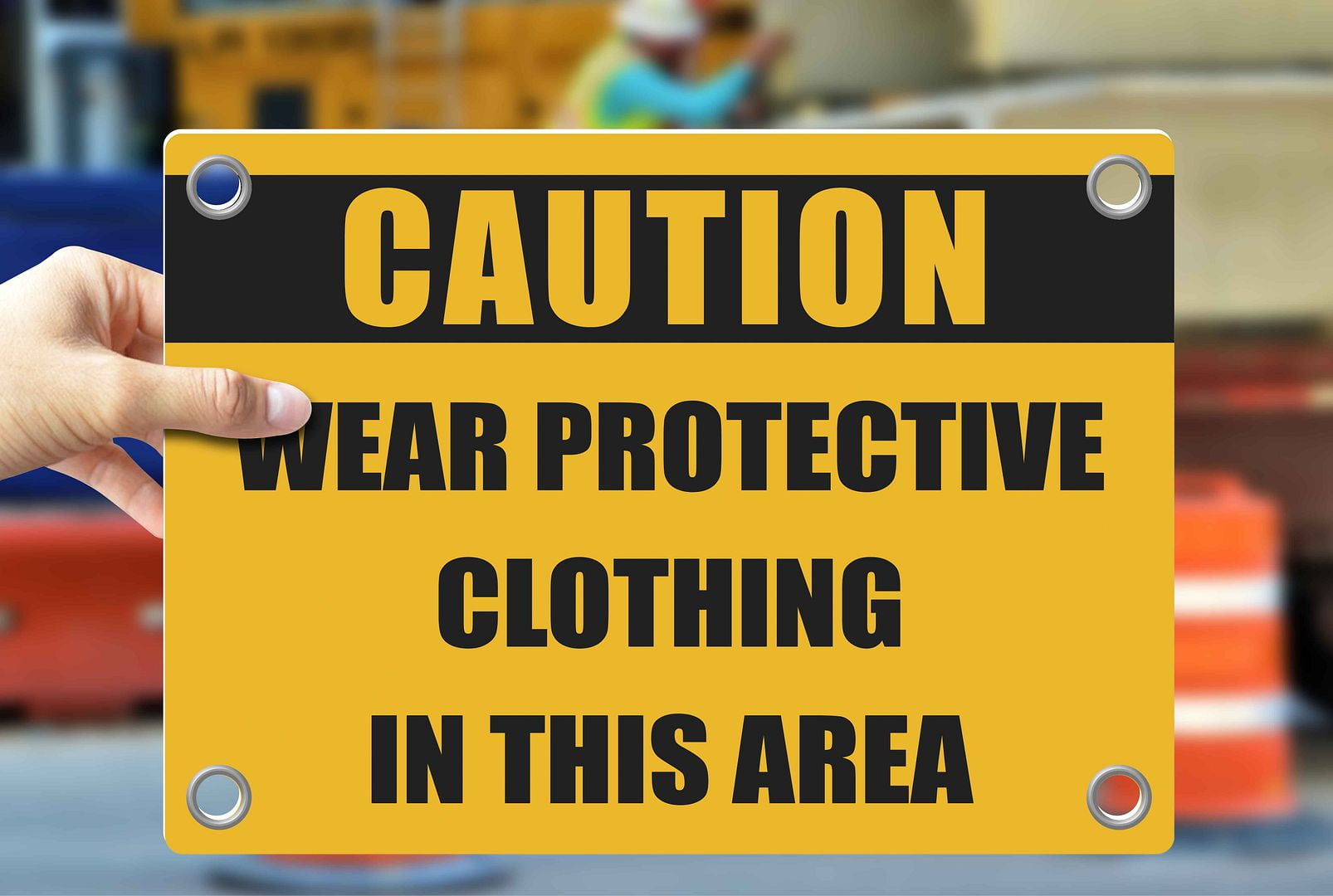 WEAR PROTECTIVE CLOTHING IN THIS AREA Warning Notice Caution Danger