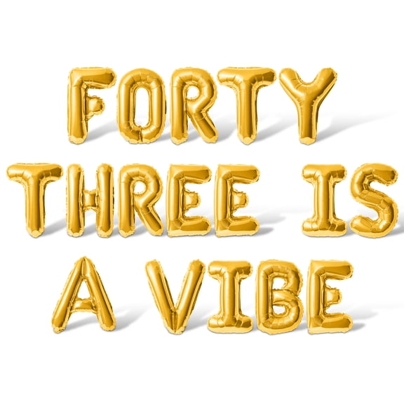 Letter Balloons - FORTY THREE IS A VIBE 16" Inch Alphabet Letters Foil Mylar Balloon 43rd Birthday Party Banner (Gold)