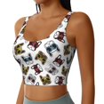 thumbnail image 2 of Balery Bulldog Sunglasses Face Sujetadores deportivos con espalda cruzada para mujer, acolchados, sin costuras, de alto impacto, ideales para yoga, gimnasio, entrenamiento y fitness.-Large, 2 of 8