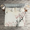 thumbnail image 2 of Ambesonne Floral Quilted Coverlet 3 Pcs, Classical, King Size, Grey White, 2 of 2
