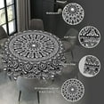 thumbnail image 4 of Mandala Black and White Waterproof Picnic Patio Party Round Table Cloth Cover Decorations Fabric 60 Inch Circular Tablecloth for 20-47 Inch Home Dining Room Kitchen Decor, 4 of 5