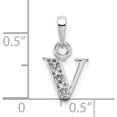 thumbnail image 4 of 14K White Gold 14Kw Rhodium-Plated Diamond Letter V Initial Pendant Made In United States yc251v, 4 of 6