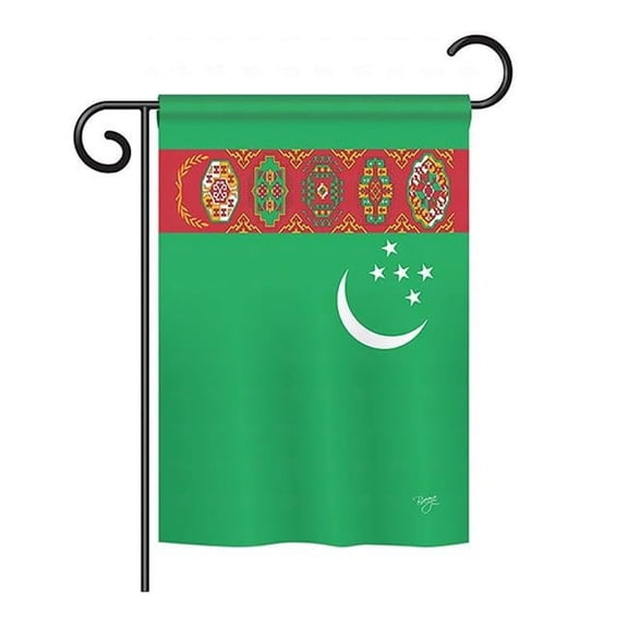 Breeze Decor BD-CY-GS-108224-IP-BO-D-US14-BD 13 x 18.5 in. Turkmenistan Flags of the World Nationality Impressions Decorative Vertical Double Sided Garden Flag Set with Banner Pole