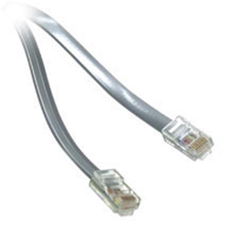 UPC: 0757120081159 | 50FT RJ12 6P6C STRAIGHT SILVER MODULAR CABLE