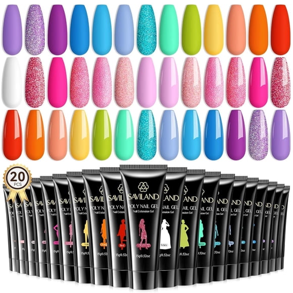 Kit de colores de uñas de poligel SAVILAND, extensión de uñas de 20 colores