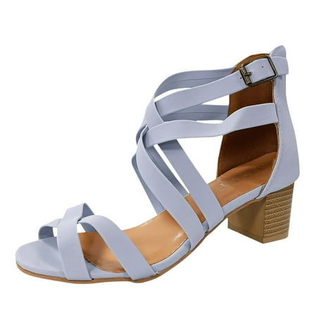 

YUHAOTIN High Heels for Women Sexy Stripper Shoes Thick High Heel Sandals Fashionable Hollow Ffish Mouth Roman Sandals Sexy High Heels for Women Purple Sandals Women Wedge Comfort