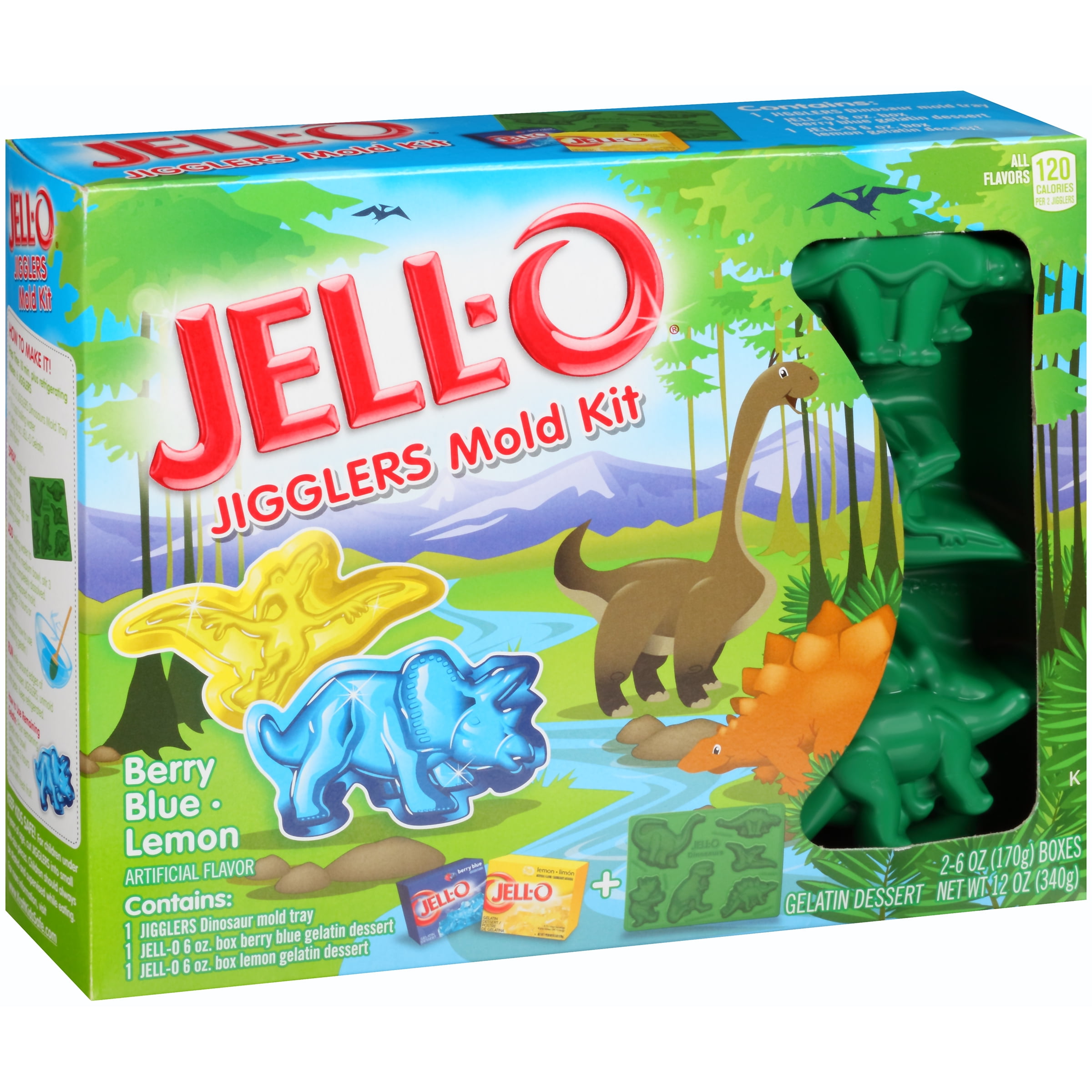 JellO Jigglers Berry Blue & Lemon Zoo Mold Kit 12 oz Box