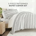 thumbnail image 6 of Noble Linens Light Gray Geo Threads Pattern 3-Piece Duvet Cover Set, Full/Queen, 6 of 10