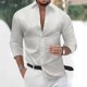 thumbnail image 1 of Blusa y camisa de manga larga con cuello vuelto para hombre, estilo casual, con botones de lunares, de poliéster., 1 of 6