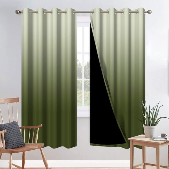 Green Ombre Bedroom Curtains Blackout Curtains Room Darkening Thermal Insulated Window Drapes for Living Room 26"W x 54"L (Pack of 2)