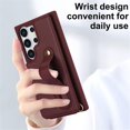 thumbnail image 6 of For Samsung Galaxy S22 Ultra 5G  Premium PU Leather Wristband Holder With Multiple-Card Slots, Flip Wallet Phone Case With Detachable Crossbody,wine red,For Galaxy S22 Ultra 5G, 6 of 7