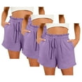 thumbnail image 2 of GERsome Summer Shorts for Women Sweat Shorts with Pockets Elastic Waist Workout Lounge Shorts Pure Color Beach Shorts Pack of 3 S-XXL, 2 of 3