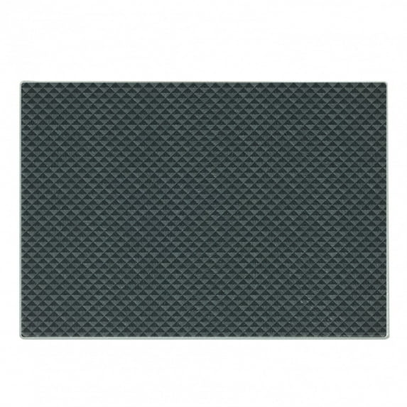 Dark Grey Cutting Board, Monotone Geometric Shapes Pattern with Diagonally Striped Triangles, Decorative Tempered Glass Cutting and Serving Board, Small Size, Grey and Charcoal Grey, by Ambesonne