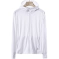 thumbnail image 1 of Kmbangi Female Solid Color Long Sleeve Hooded Tops Jacket with Zipper Pockets, 1 of 6