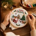 thumbnail image 4 of Christmas Beginners Embroidery Kit for adults , DIY Cross Stitch Set with Pre-Printed Fabric Hoop Floss Needles, christmas crafts, E, 4 of 4
