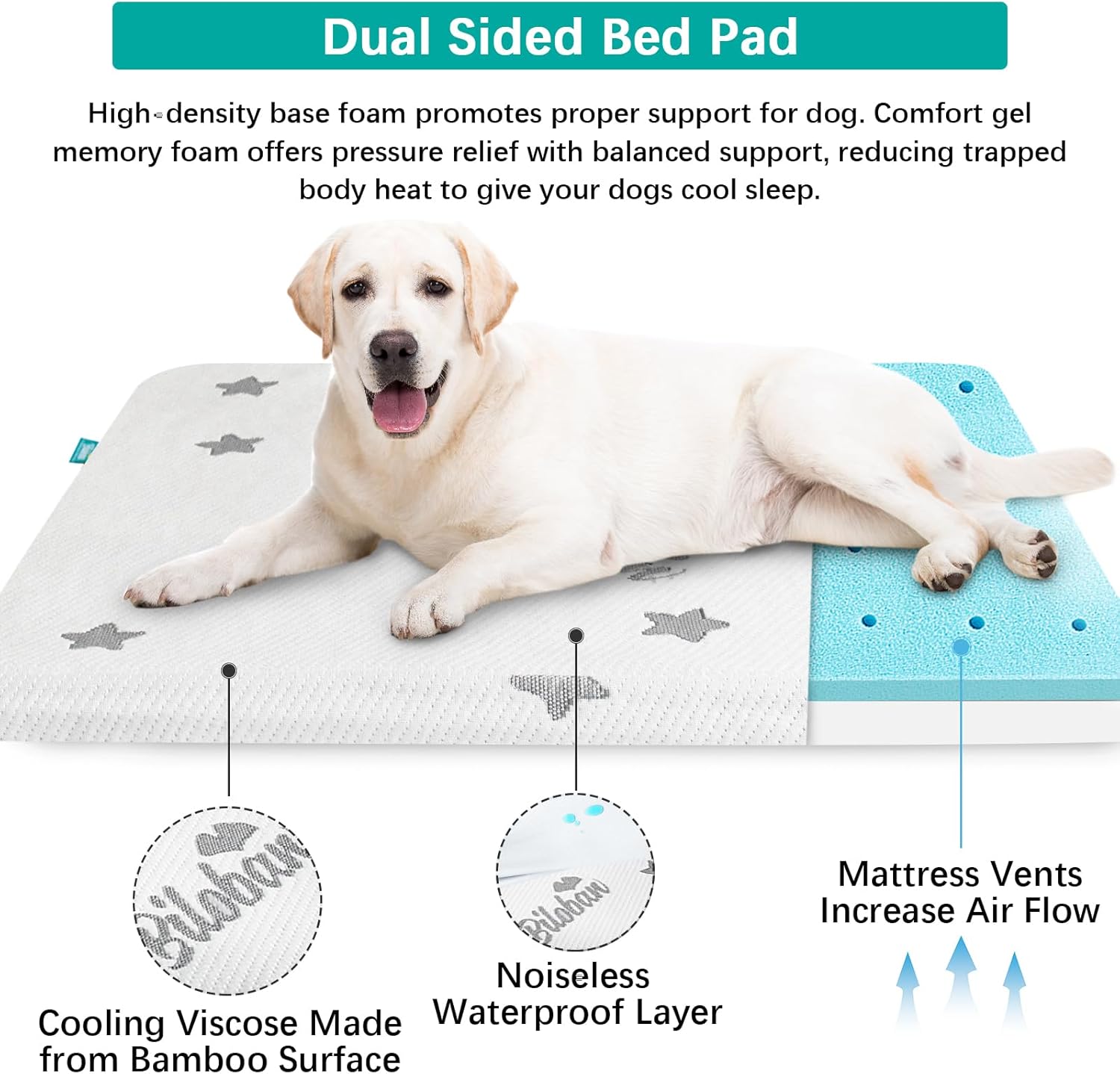 General Waterproof Dog Beds for (Large) Dogs, Washable Mat Pad, Memory Foam Dog Beds & Furniture for Small/Medium Large/XL/XXL Pet with Removable Cover (Light Grey)