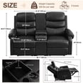 thumbnail image 5 of IPKIG LED Manual Reclining Loveseat for RV, Faux Leather Upholstered Sofa with Center Console, 2 Cup Holders & Storage Pockets, Black, 5 of 9