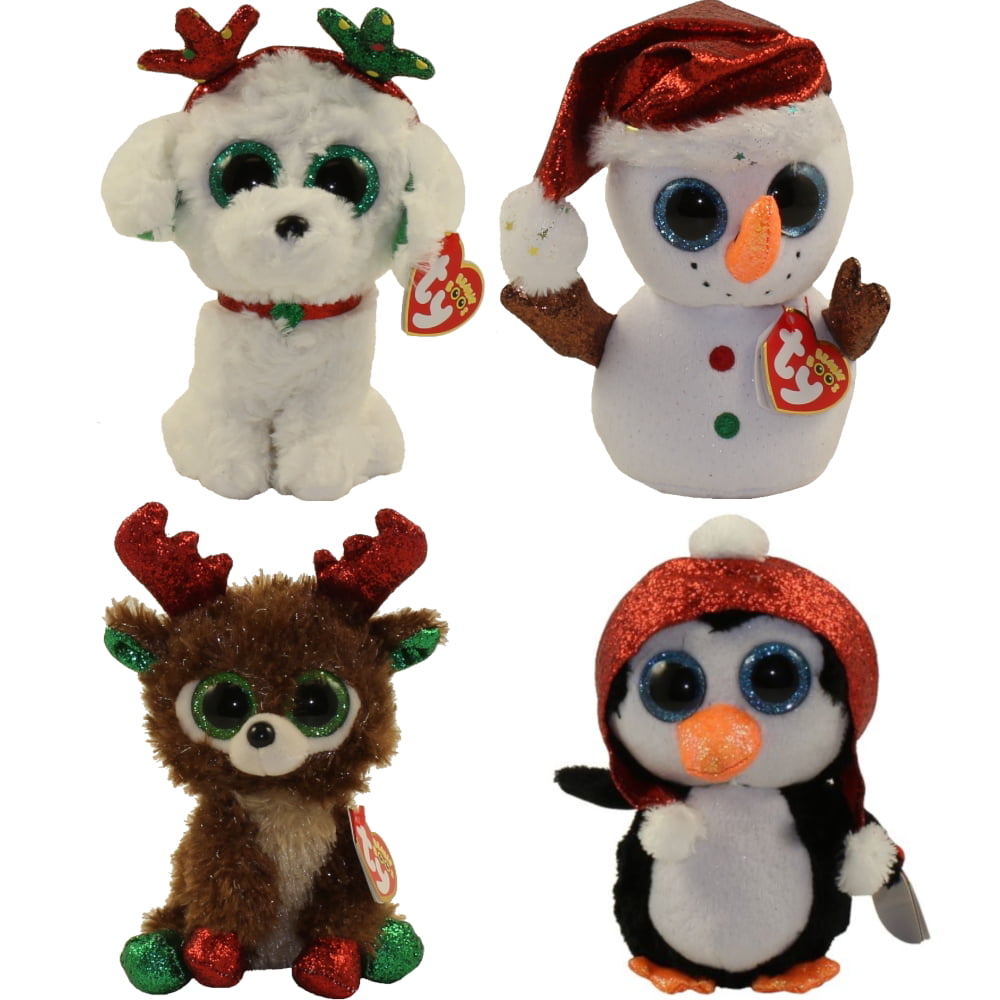 6" TY Beanie Boo The Christmas Dog Stuffed Animal Kids Gift Sugar Plush Toys