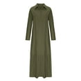 thumbnail image 4 of MIUOWANP Sweatshirt Dress Plus Size Fashionable Women's Long Sleeved V-neck Solid Color Loose Fitting Dress, 4 of 5