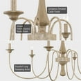 thumbnail image 2 of Kira Home Sherbrooke 44" French Country Chandelier, Distressed Wood Grain Metal Candle Chandelier, Smoked Cedar Wood, 2 of 8